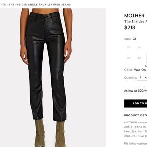 Mother Faux Leather Pants